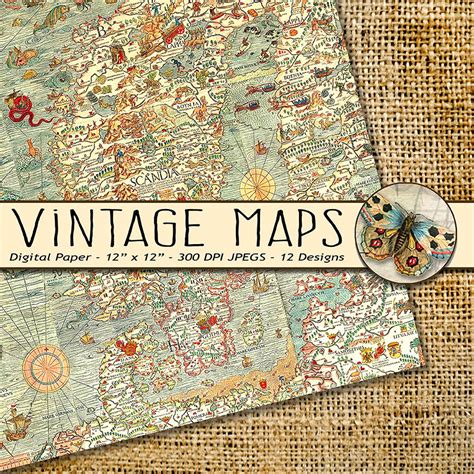 Vintage Maps Digital Paper Old World Maps Old Vintage Etsy