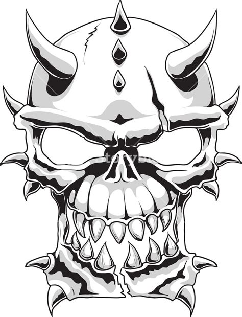 Skull With Horns Drawing