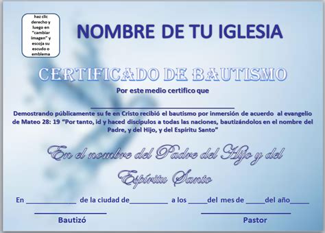 Iglesia Mar Abierto Certificados De Bautismo Para Descargar