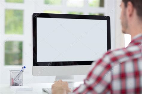 Man In Front Of Computer Screen Stock Photo By ©luckybusiness 50728209