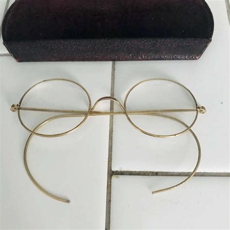 Antique Eyeglasses Gold Wire Rim Collectible Display Farmhouse Office