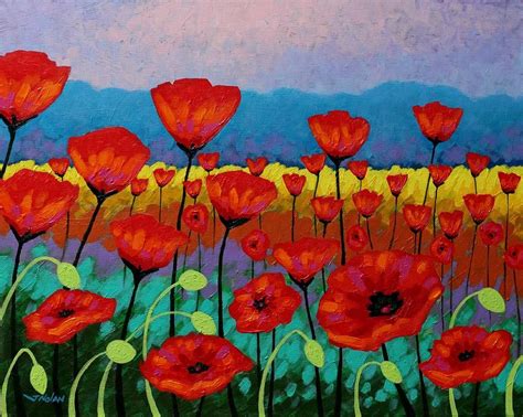 Acrylic Painting Field Of Poppies By John Nolan Poppy Painting