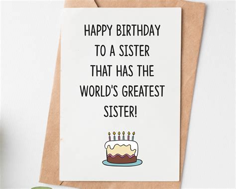 Happy Birthday Card For Sister From Sister Big Sister Funny Etsy