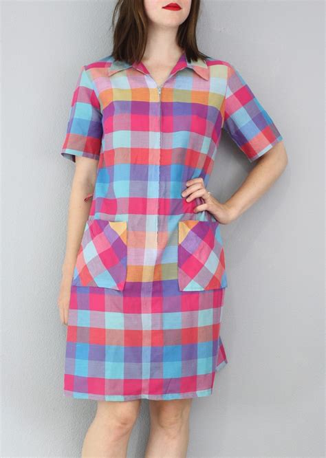 vintage 1960 s soft madras pocket dress by clevernettle on etsy