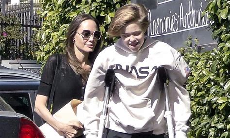 As brad pitt and angeline jolie's love blossomed, so did their want for children. Brad Pitt's daughter Shiloh seen out in crutches with family