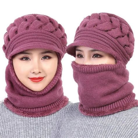 2022 Coral Fleece Winter Hat Beanies Women S Hat Scarf Warm Breathable Wool Knitted Hat For