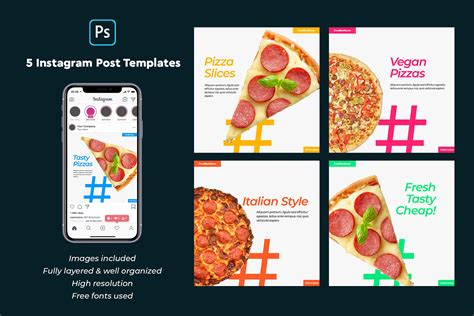 Pizza Instagram Post Template Pack2 Social Media Templates