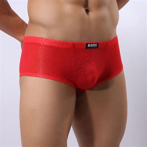 Mens Sheer Jacquard Hot Boxer Underwear Trunks Ebay