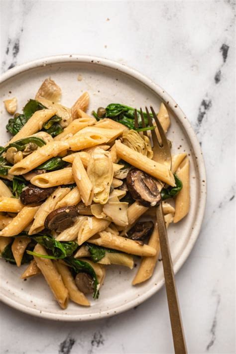 Spinach Artichoke Pasta With Vegan Lemon Butter Sauce