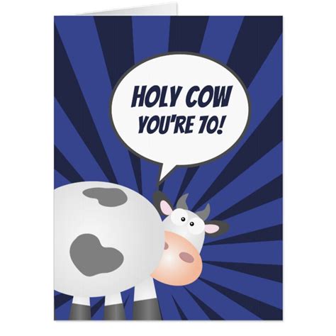 Holy Cow Youre 70 Funny Cute Happy 70th Birthday Card