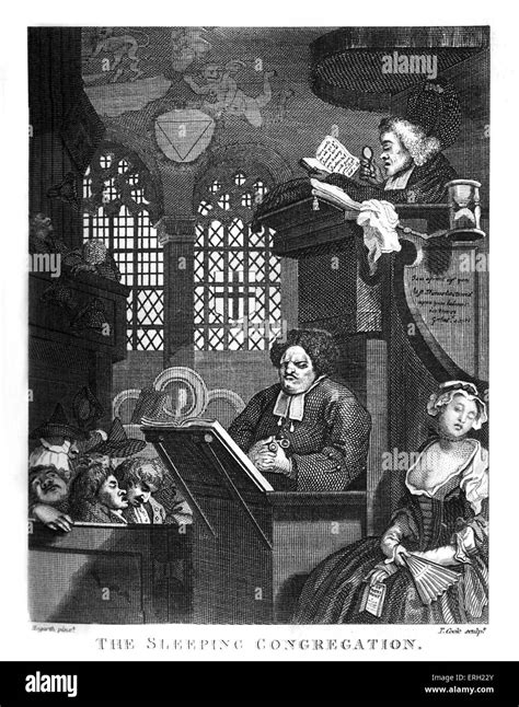 The Sleeping Congregation 1736 Engraving By William Hogarth A