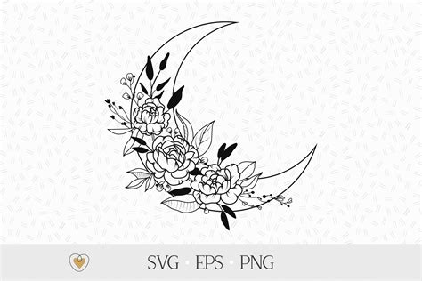 Moon With Flowers Svg Peony Svg Floral Moon Svg By Pretty Meerkat