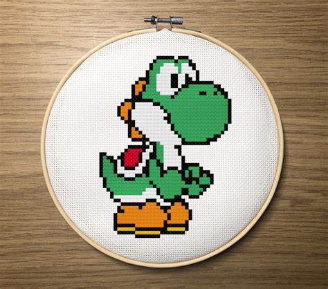 Yoshi Super Mario Inspired Cross Stitch Pattern Etsy Uk Cross