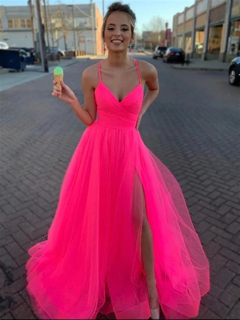 Neon Pink Prom Dress Google Search In Hot Pink Prom Dress Pretty Prom Dresses Prom