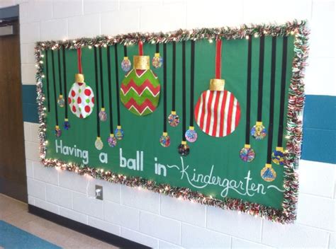 Christmas Bulletin Board Christmas Garland And Lights Big Ornaments