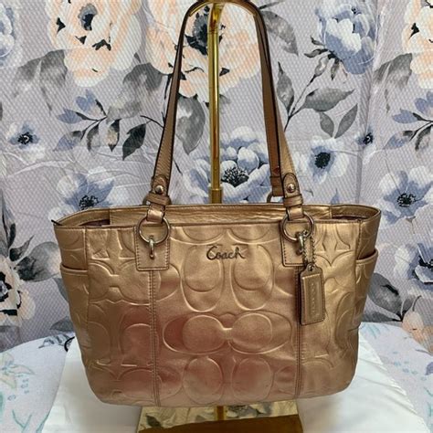 Coach Bags Coach Gold Signature Embossed Leather Tote F7727 Poshmark