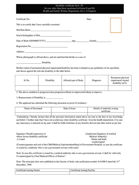 Fillable Online Disability Certificate Form Iv In Case Other Than