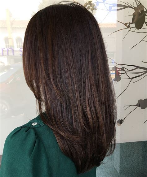straight dark brown highlighted hairstyle haircuts for medium hair haircuts straight hair