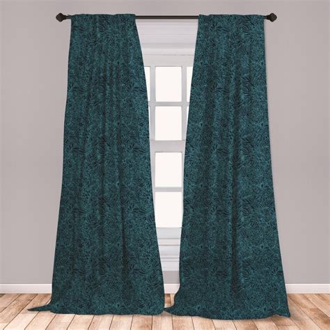 East Urban Home Ambesonne Navy And Teal Curtains Abstract Flourish