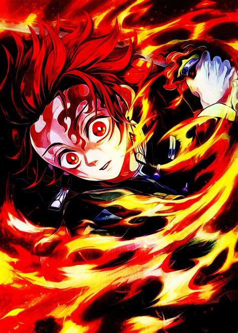 anime demon slayer tanjiro metal poster print reo anime displate in 2021 anime art