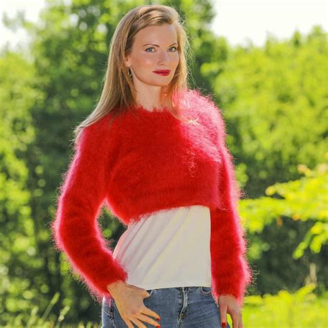 Cropped Sexy Red Mohair Top Supertanya Sweater Supertanya