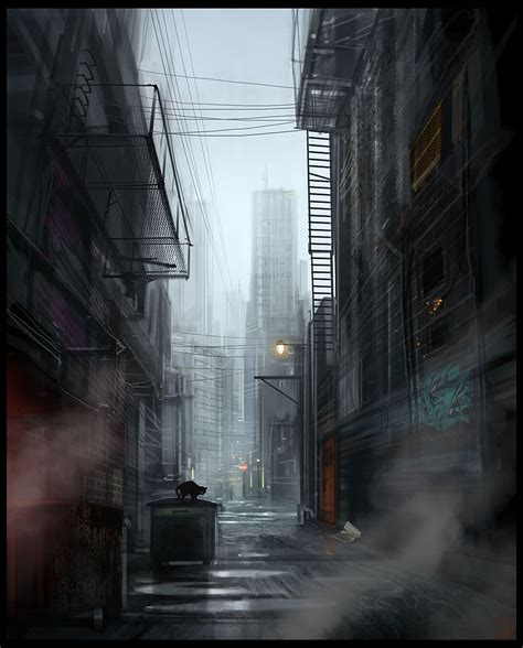 Dark Alley By Hideyoshi On Deviantart Dark City Anime Background
