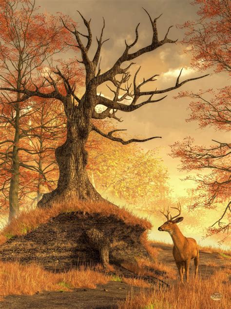 Autumn Stag By Deskridge Da Art Fine Art America Deer Artwork