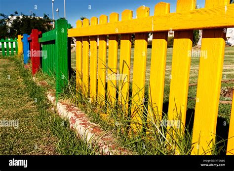 Colorful Wooden Fence Stock Photo Alamy