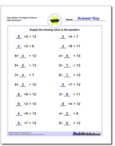 Free Worksheets For Linear Equations Grades 6 9 Pre Algebra Free