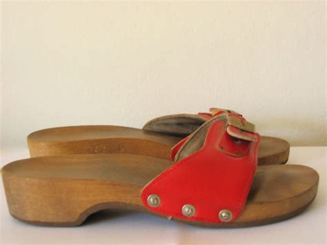 Vintage S Red Dr Scholl Wooden Sandals