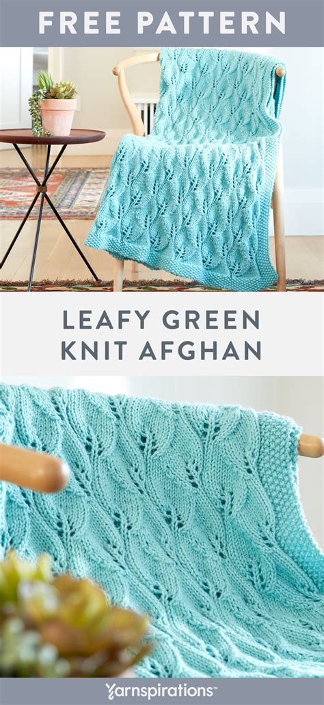 Free Leafy Green Knit Afghan Pattern Using Caron One Pound Yarn This Beautiful Leaf Inspired