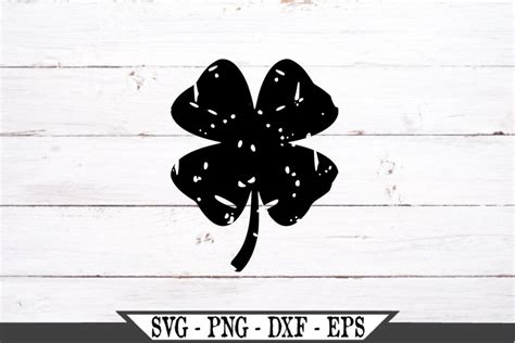 Four Leaf Clover Svg Distressed Shamrock Svg Saint Patricks Etsy