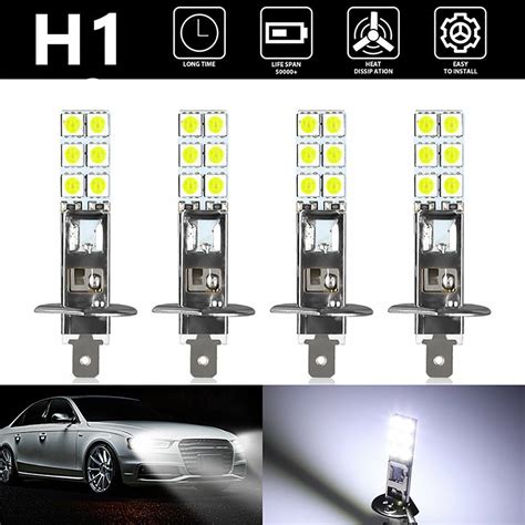 Xingbo 4Pcs H1 LED Headlight Bulbs Conversion Kit High Low Beam Super