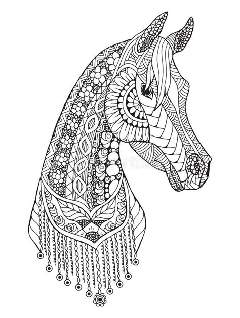 Ausmalbilder mandala bestehend aus schönen tieren, blumen und anderen mustern. Arabian Horse Zentangle Stylized, Vector, Illustration ...