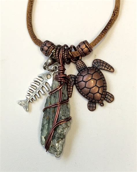 Items Similar To Copper Wire Wrapped Kyanite Turtle Necklace Set On Etsy