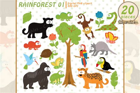 Rainforest Clipart Cute Wild Animals Clip Art Jungle Art