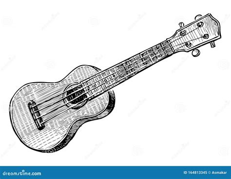 Sketch Of Small Hawaii Guitar Ukulele Stock Vector Illustration Of