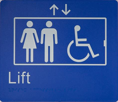 Lift Sign Disabled Blue With Braille And Tactile Symbols Tim The Sign Man