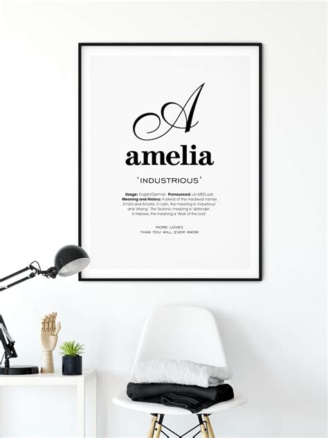 Amelia Name Meaning Printable Name Art Modern Nursery Decor Etsy