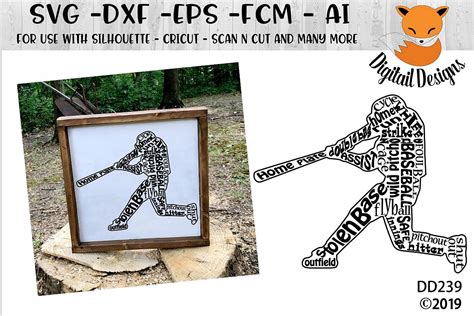 Download Baseball Batter Wordart SVG - Silhouette - Cricut (329781 ...