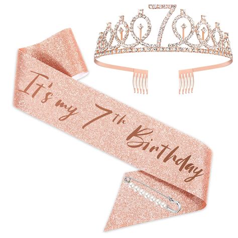 Buy Rose Gold Birthday Crown Fabulous Sash And Tiara For Girls Gifts For Happy Th Birthday