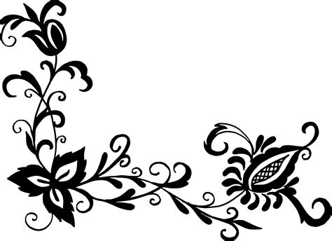 Black And White Floral Border Design Png Images And Photos Finder