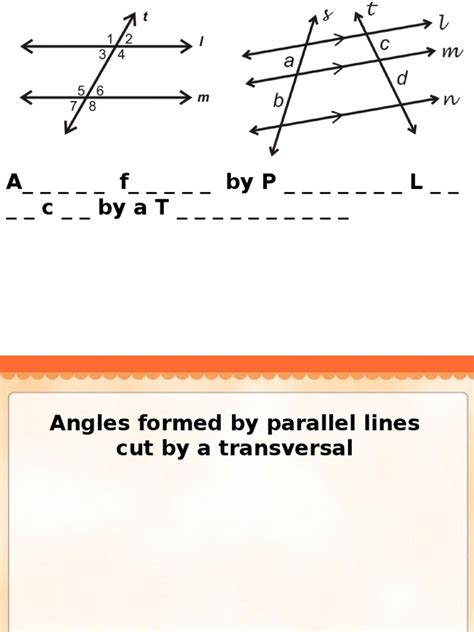 Angles Formed By Parallel Lines Cut By A Transversal Angle Space