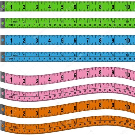 Colorful Measuring Tape Set In Inches And Centimeters Premium Vector