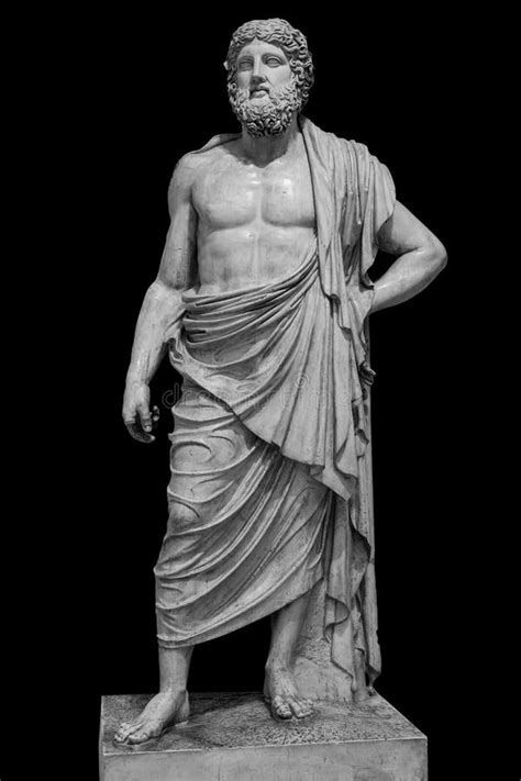 Marble Statue Of Greek God Zeus Isolated On Black Background Stock