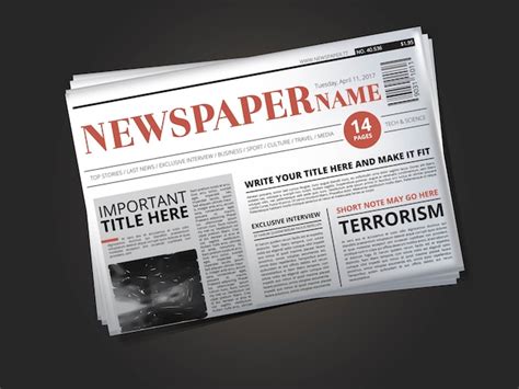 Premium Vector Half Of Newspaper Template With Headline Illustration