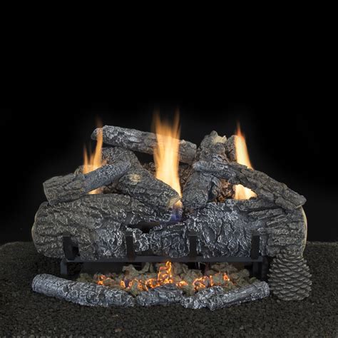 Hargrove Yukon Char Ventless Gas Log Set With Remote Ready Burner Marx Fireplaces And Lighting