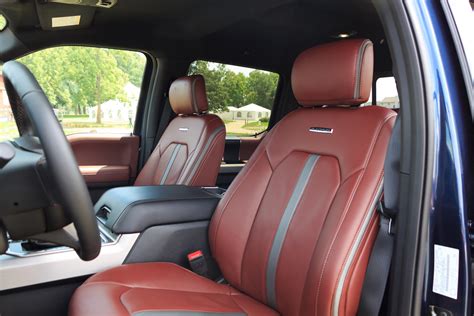 The seats are bathed in leather. 2018 Ford F 150 Platinum Interior