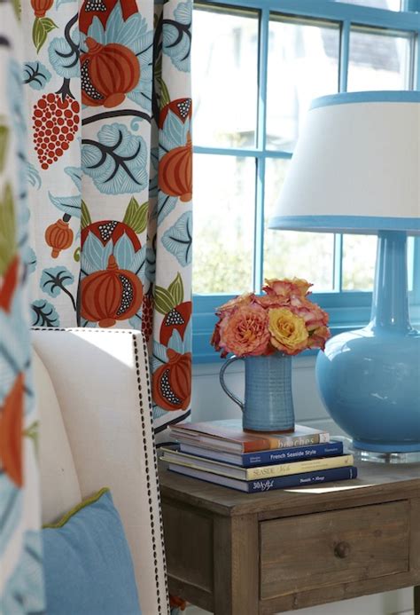 It just improve the mood. Blue and Orange Curtains - Cottage - bedroom - Tracery ...