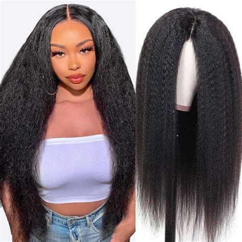 Kinky Straight 13x4 Lace Front Wig Brazilian Human Hair Wig Hd Straight Lace Frontal Wigs